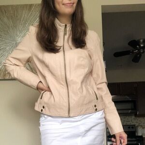 Apt. 9 light pink imitation leather jacket